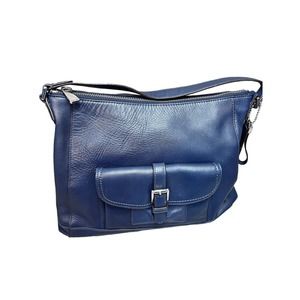 Coach Navy Blue Leather Front Pocket Zip Close Ch… - image 1